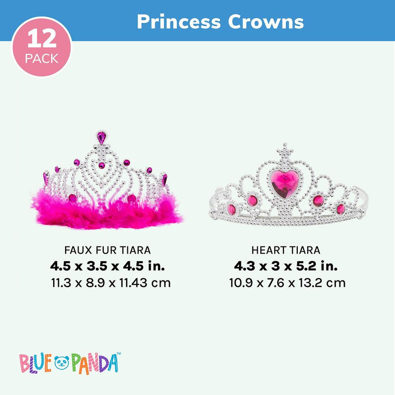 12 Pack Princess Crowns for Little Girls, Kids Dress Up Tiaras for Birthday Party
