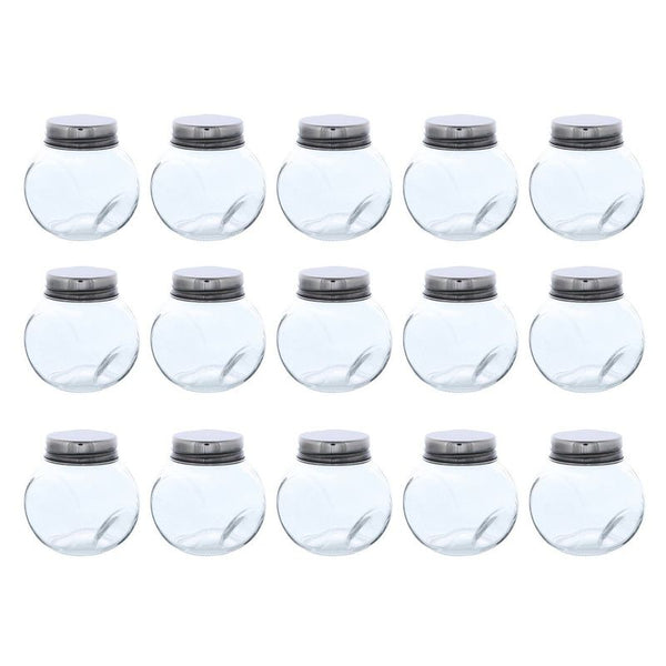 15x Mini Clear Glass Slanted Candy Jar with Screw on Lids for