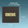 Cheers Party Supplies, Black Paper Napkins (5 x 5 In, Gold Foil, 50 Pack)
