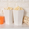 Set of 100 Popcorn Favor Boxes - 46oz Paper Popcorn Containers, Popcorn Party Supplies for Movie Nights, Carnival Parties, Baby Showers and Bridal Showers, White, 7.7 x 3.7 x 3.7 Inches