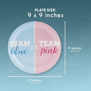 Blue Panda Disposable Plates - 80-Count Paper Plates Gender Reveal Party Supplies for Appetizer Lunch Dinner and Dessert Team Blue or Team Pink 9 x 9 inches