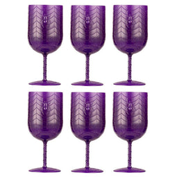Halloween Plastic Wine Glasses - 6-Pack Party Goblets for Halloween Party Supplies, Purple, Scary Spider Design, 16-Ounce, 3.2 x 3.2 x 7.5 inches