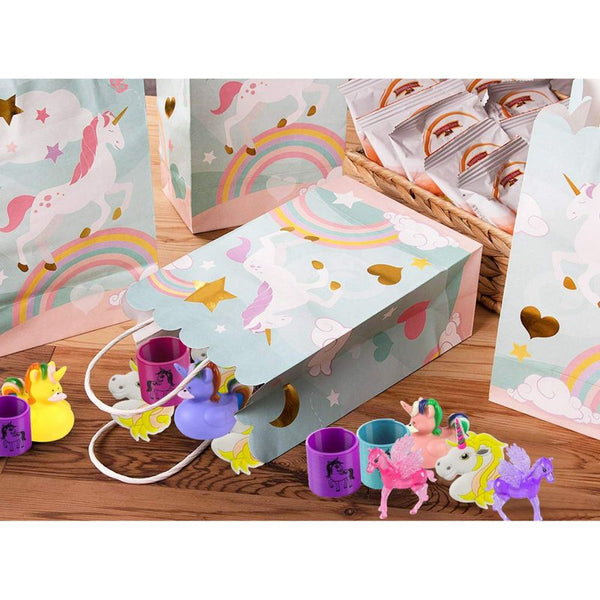 24 Pack Unicorn Party Favor Gift Bags with Handles, Pastel Rainbow Birthday  Decorations (5.5 x 8.6 x 3 in) 