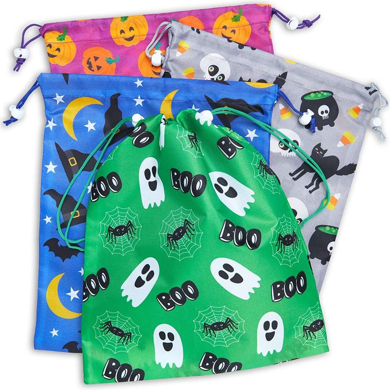Blue Panda Halloween Party Favor Goody Treat Bags, Reusable with Drawstring (12 Pack)