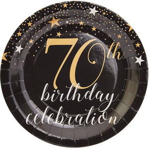 70th Birthday Plates (9 In, 80 Pack)