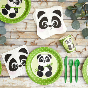 Animal Panda Birthday Party Supplies and Dinnerware Set (144 Pieces, Serves 24)