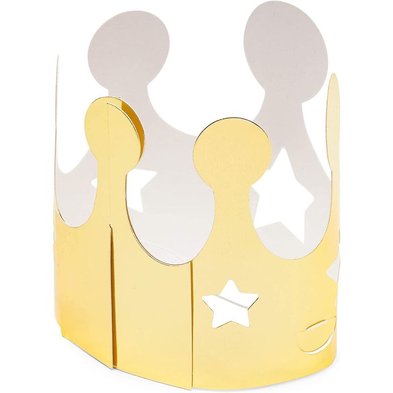 Gold Foil Paper Party Crown Hats (3.3 x 3 Inches, 48-Pack)