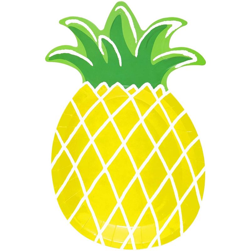 Yellow Pineapple Paper Plates for Party Supplies, Hawaiian Themed Parties or Luaus (10 x 6 In, 48 Pack)