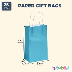 Paper Party Gift Bags with Handles (9 x 5.3 in, Blue, 25-Pack)