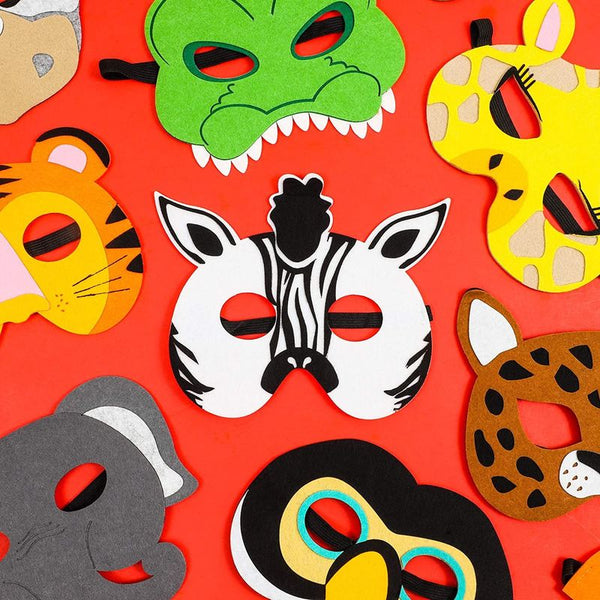 12 Pack Felt Animal Masks for Kids, Jungle Safari Party Favors for