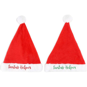 Red Christmas Hats, Santa's Helper Design (10.5 x 14.2 in, 2 Pack)