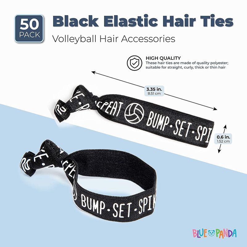 Volleyball Hair Ties, Bracelets, Elastics 'Bump - Set - Spike - Repeat' (50 Pack)