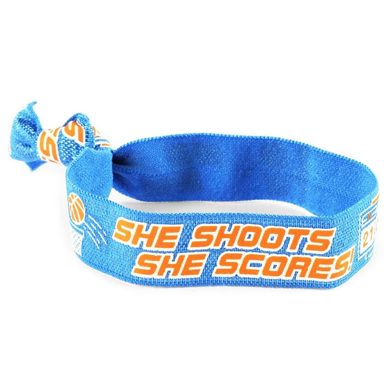 Basketball Hair Ties or Bracelets, Elastics, She Shoots, She Scores!' (50 Pack)