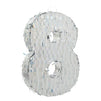 Small Holographic Silver Foil Number 8 Pinata for Kids Birthday Party Decorations (15.7x9x3 in)