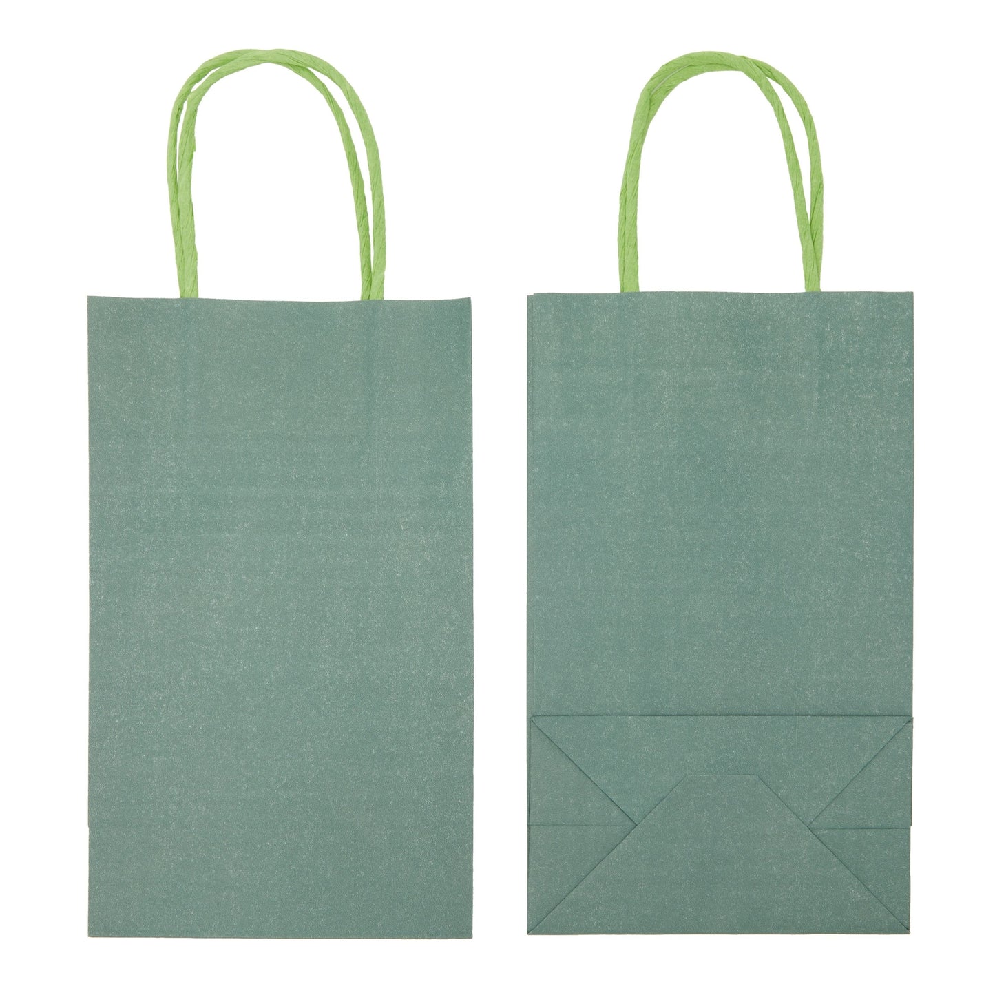 25-Pack Dark Green Gift Bags with Handles, 5.5x3.2x9-Inch Paper Goodie Bags for Party Favors and Treats, Birthday Party Supplies