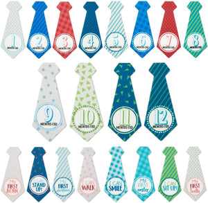 Milestones of Baby's First Year, Monthly Necktie Stickers (Felt, 20-Pk)