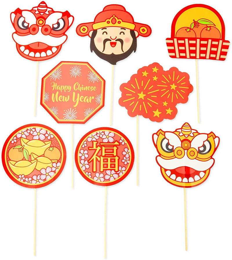 Chinese New Year Photo Booth Props, Fun Party Supplies (30 Pieces)