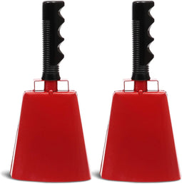Cowbells with Handles, Red Noise Makers Set (9.5 Inches, 2-Pack)