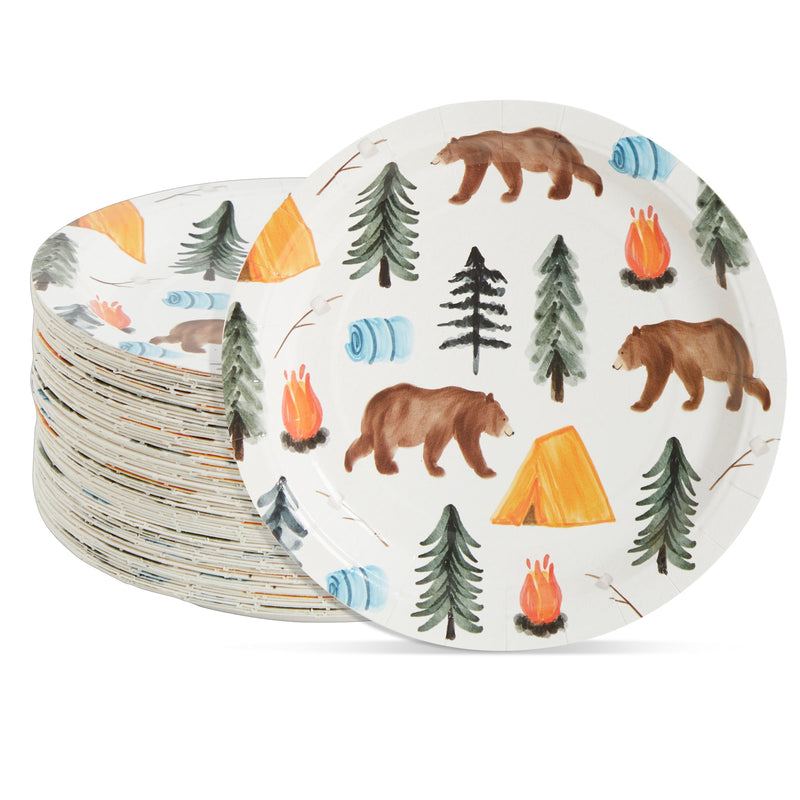 Camping Plates for 1st Birthday Party Decorations, One Happy Camper (7 In, 80 Pack)
