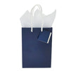 20-Pack Small Paper Gift Bags with Handles, 5.5x2.5x7.9-Inch Goodie Bags with 20 Sheets White Tissue Paper and 20 Hang Tags for Small Business (Navy Blue)