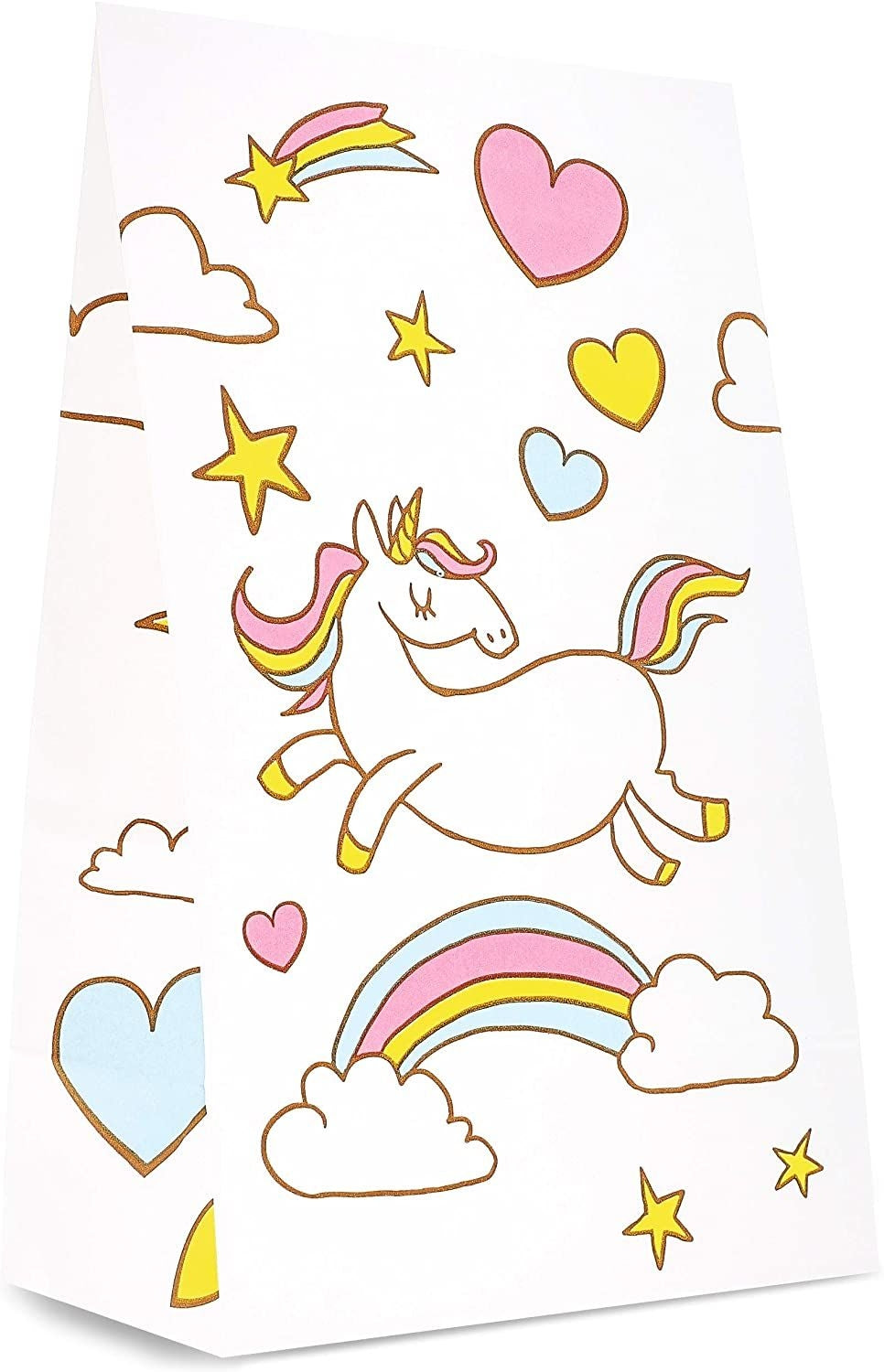 Rainbow Unicorn Party Favor Bags for Kids Birthday Party (5 x 8.5 x 3 In, 36 Pack)