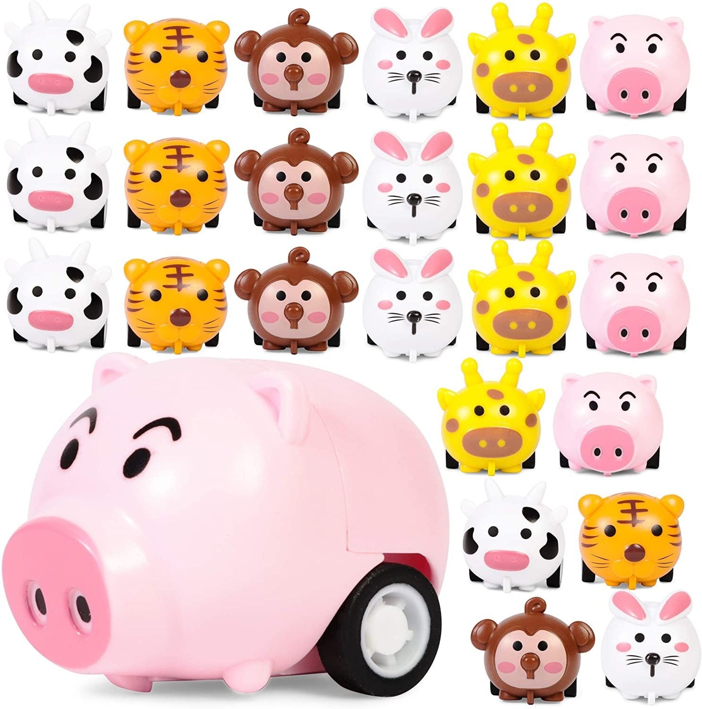 Mini Animal Pull Back Cars for Kids (24 Pack)