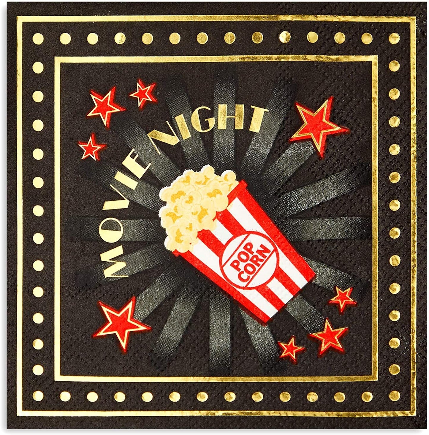 Cocktail Napkins for Movie Night Party (Black, 5 x 5 In, 50 Pack)