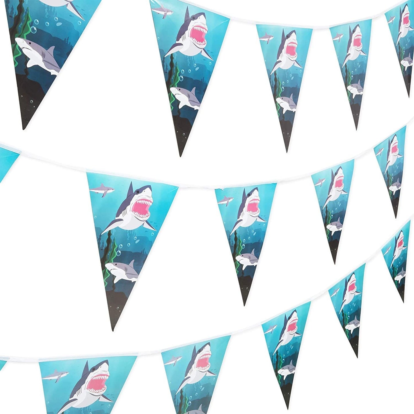 Shark Party Supplies, Banner Flags (11 ft, 3 Pack)