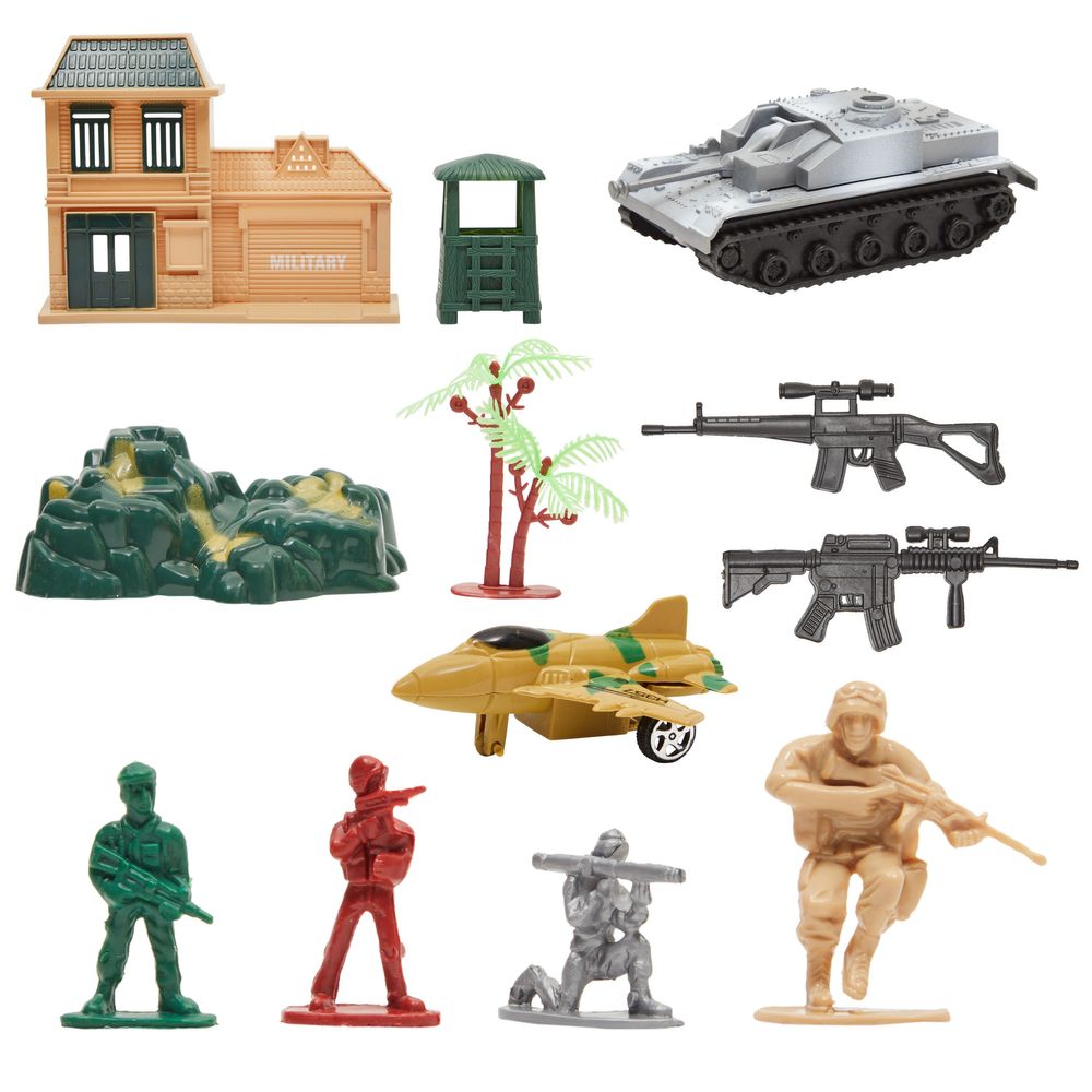 Military Figures Set for Kids, Toy Tanks, Planes, Flags, Accessories (300 Pieces)