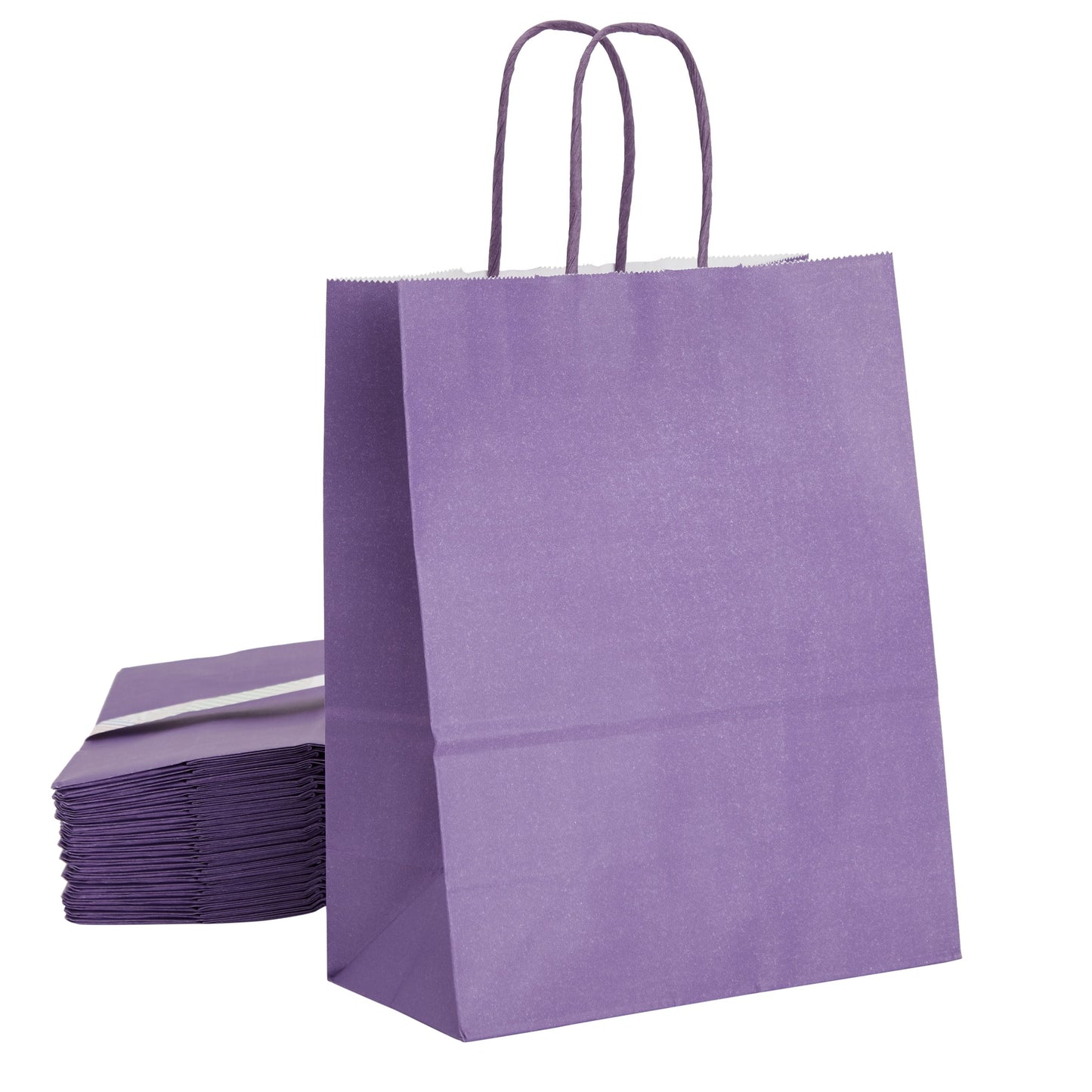 25-Pack Purple Gift Bags with Handles, 8x4x10-Inch Paper Goodie Bags for Party Favors and Treats, Birthday Party Supplies