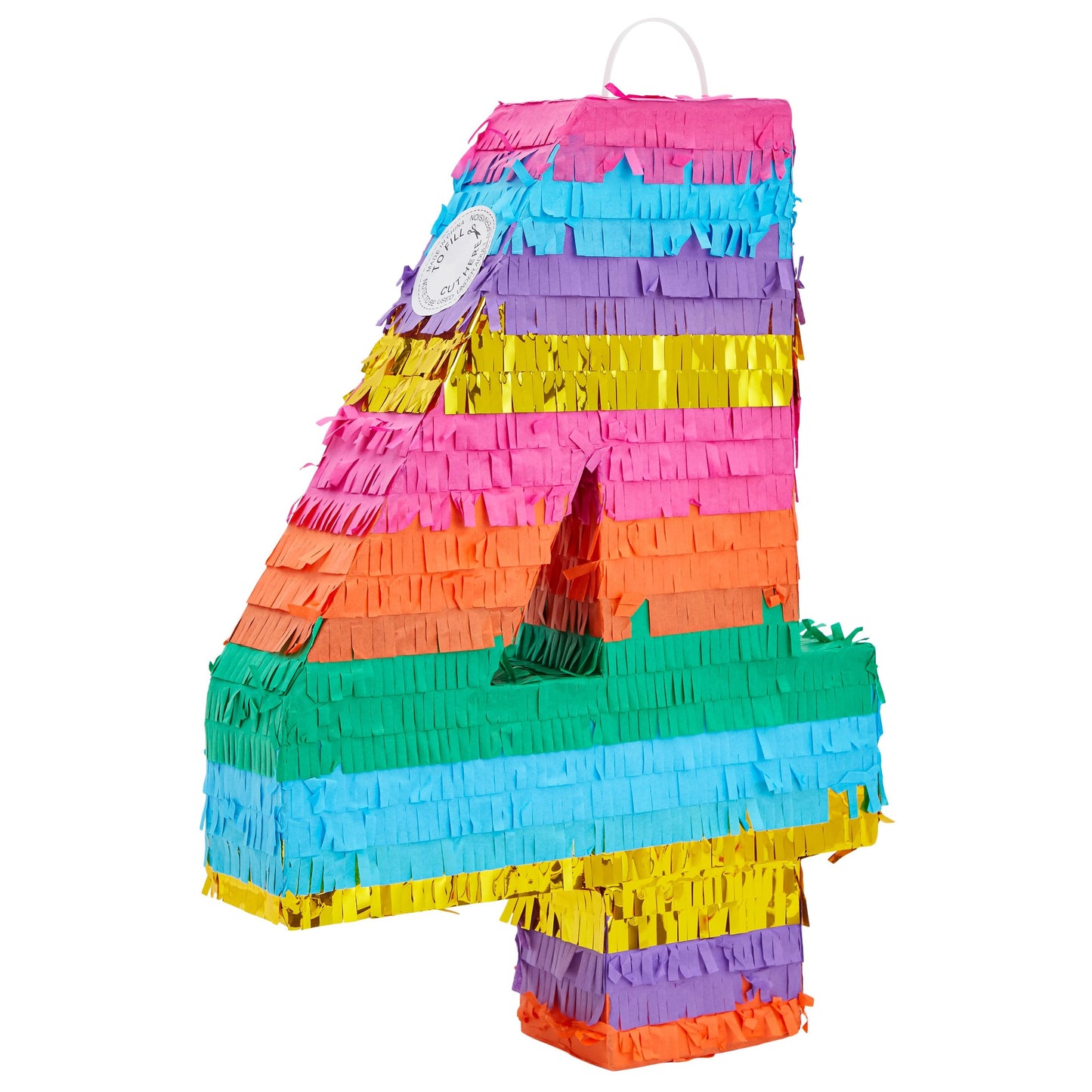 Rainbow Number 4 Pinata for 4th Birthday Party Decorations, (Small, 12 x 17 x 3 Inches)