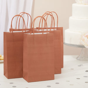25-Pack Burnt Orange Gift Bags with Handles, 5.5x3.2x9-Inch Paper Goodie Bags for Party Favors and Treats, Birthday Party Supplies