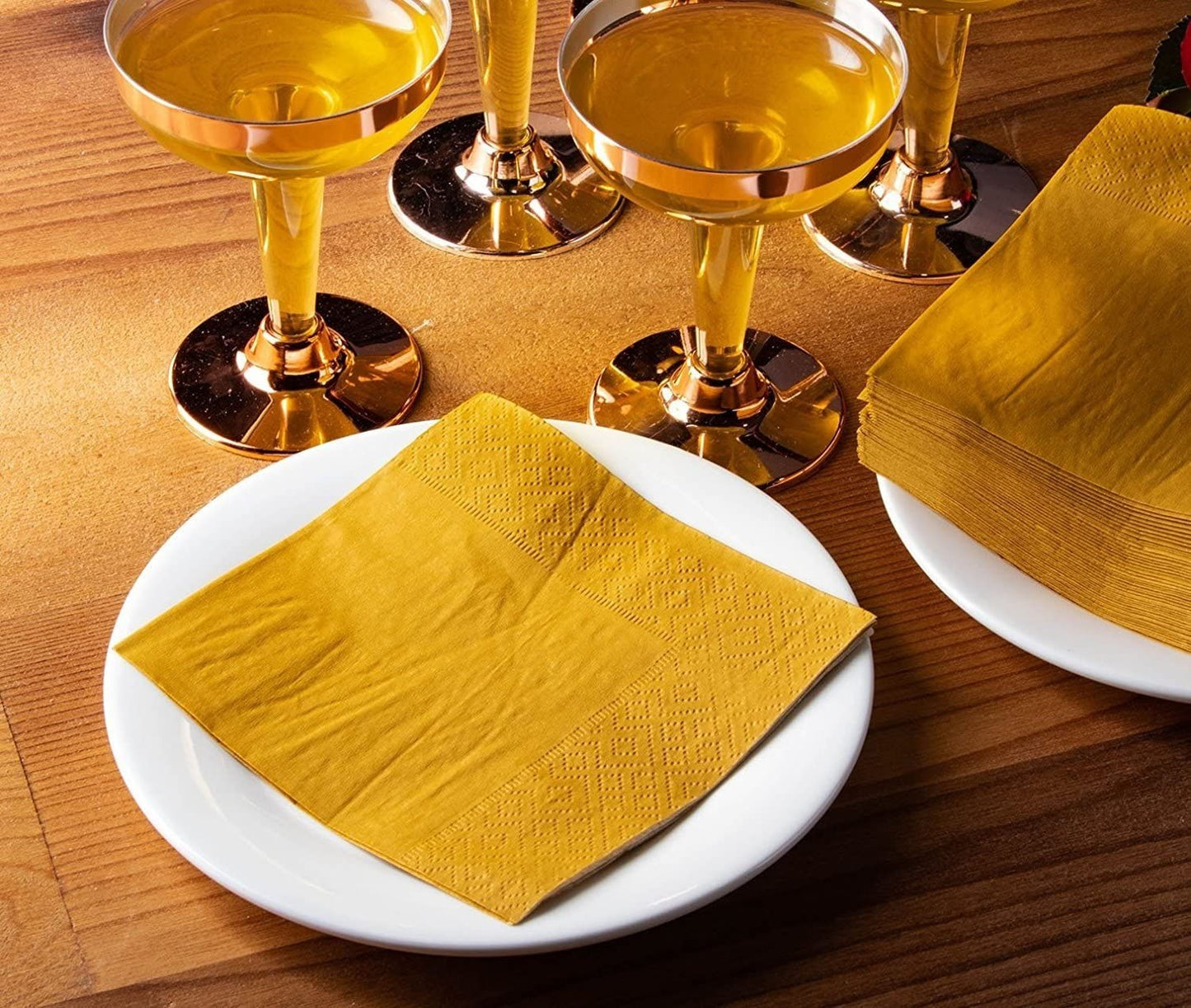 Cocktail Napkins, Mustard Yellow Paper Napkins (5 x 5 Inches, 200 Pack)