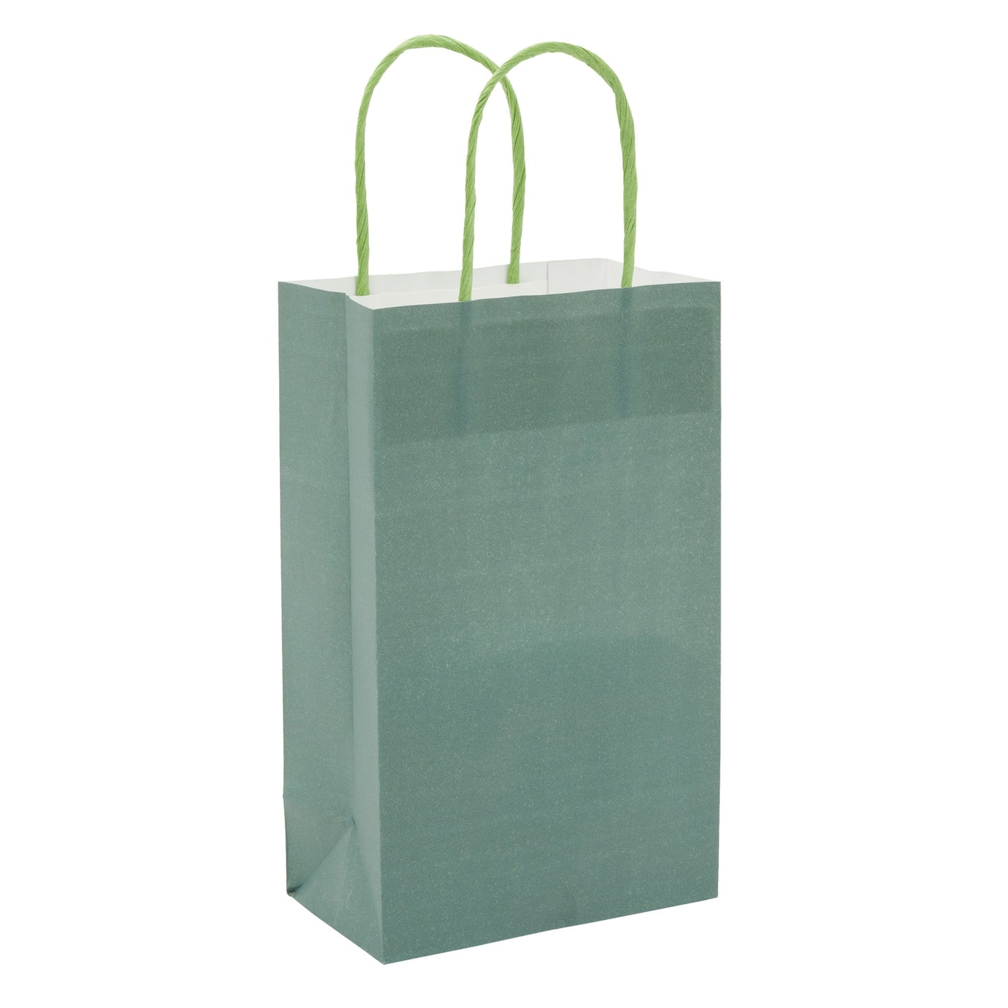 25-Pack Dark Green Gift Bags with Handles, 5.5x3.2x9-Inch Paper Goodie Bags for Party Favors and Treats, Birthday Party Supplies