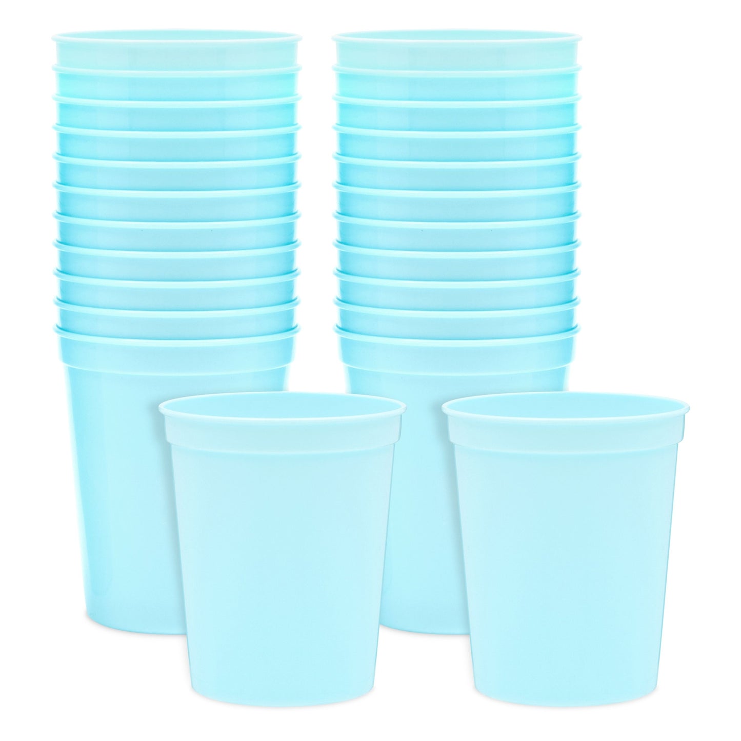 24-Pack 16-Ounce Blue Plastic Stadium Cups, Bulk Reusable Tumblers for All Occasions and Celebrations