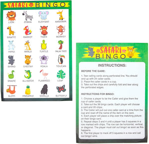 Blue Panda Safari Bingo Game 36 Pack - Jungle Theme Birthday Party Baby Shower Games