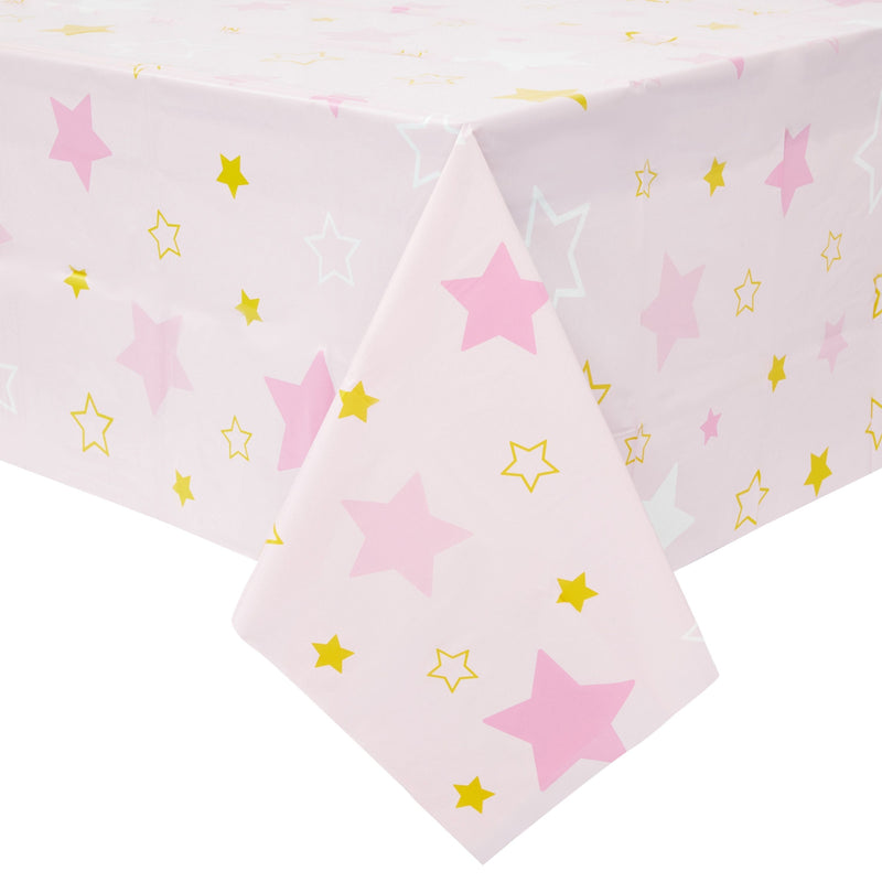 185-Piece Twinkle Twinkle Little Star Baby Shower Decorations for Girls, Pink Dinnerware Set with Cutlery (Serves 24)