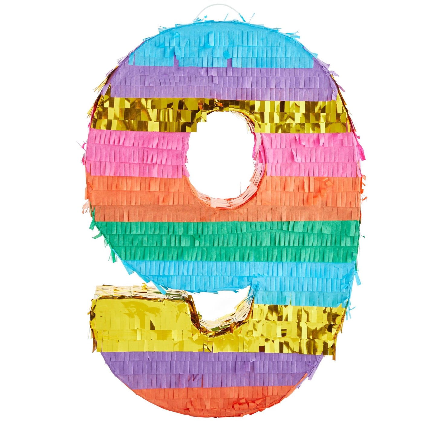 Rainbow Number 9 Pinata for 9th Birthday Party Supplies, Fiesta, Anniversary Celebration (Small, 16.5 x 11 x 3 In)