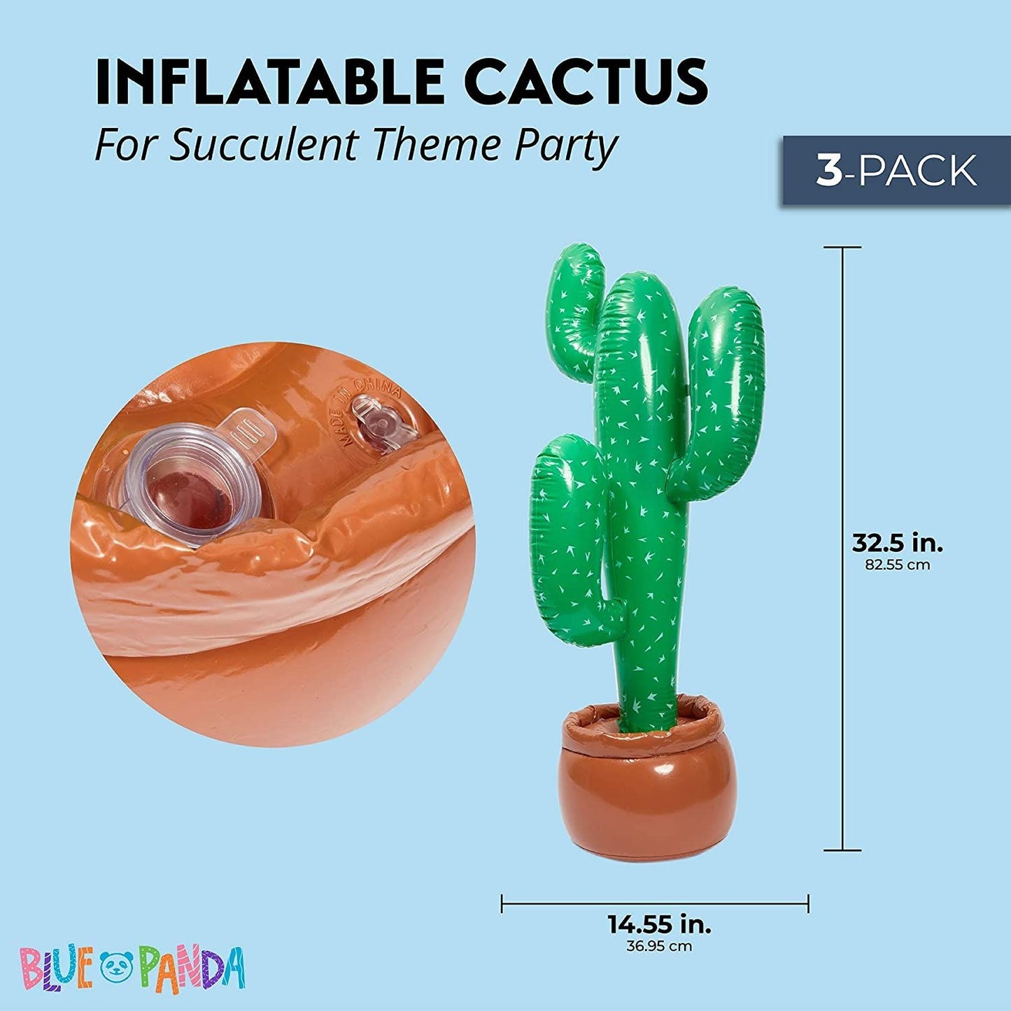 3 Pack 35 Inch Inflatable Cactus Set for Mexican Fiesta Party Decorations, Cinco de Mayo Supplies