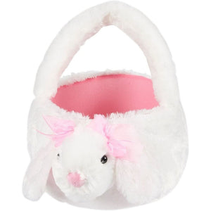 Fluffy Easter Bunny Basket for Kids Egg Hunt (11 x 5.5 x 9.5 In)