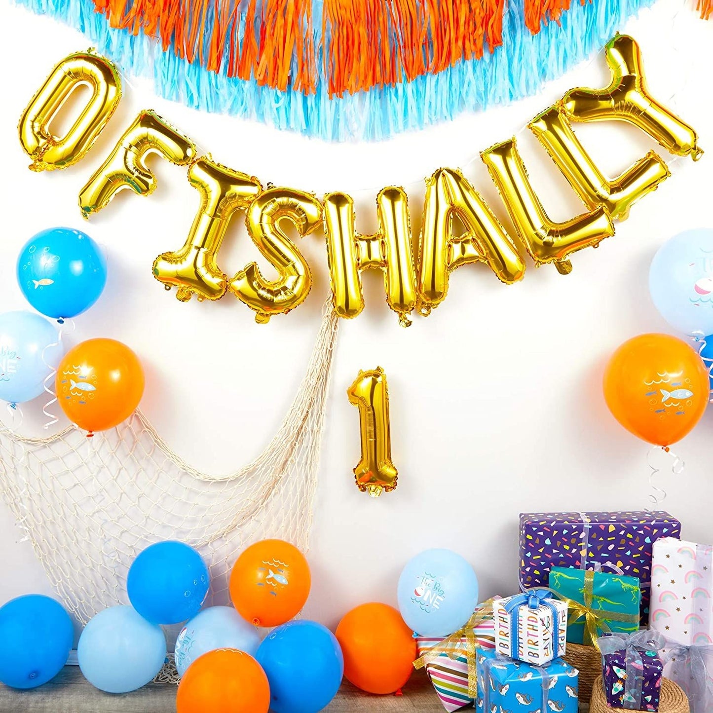 The Big One Balloons for 1st Birthday Party, Ofishally 1 Decorations (61 Pieces)