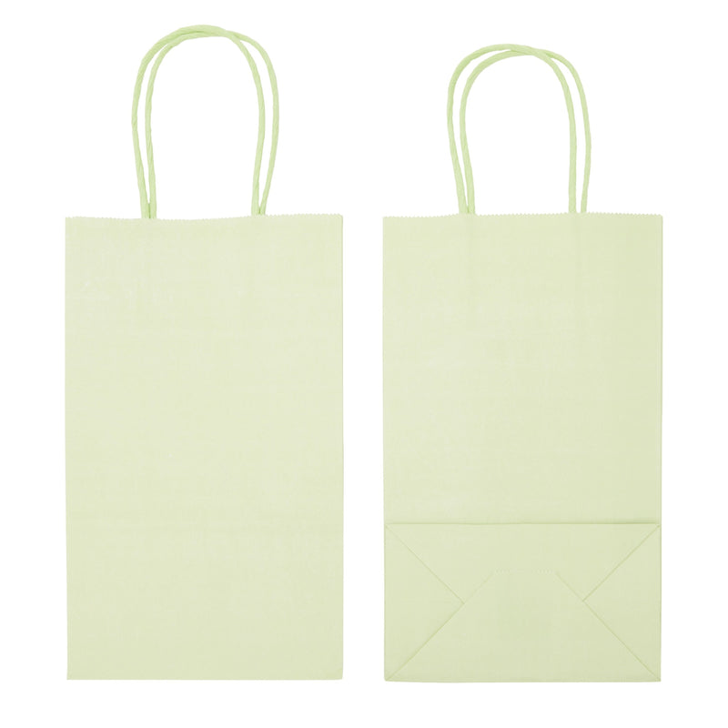 25-Pack Light Green Gift Bags with Handles, 5.5x3.2x9-Inch Paper Goodie Bags for Party Favors and Treats, Birthday Party Supplies