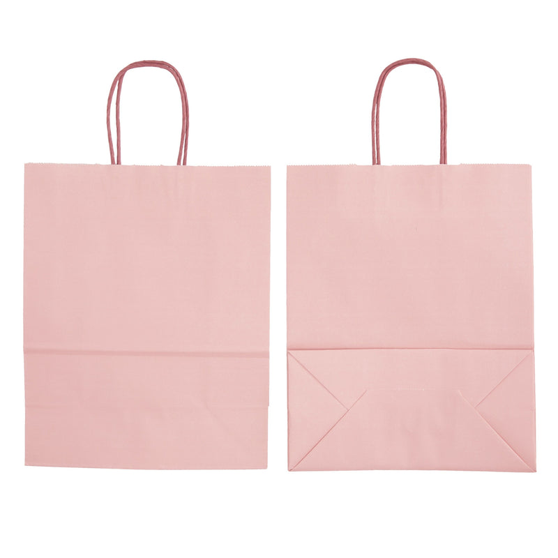 25-Pack Light Pink Gift Bags with Handles, 8x4x10-Inch Paper Goodie Bags for Party Favors and Treats, Birthday Party Supplies