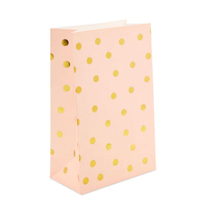 Pink Party Favor Bags for Kids Birthday, Wedding (Gold Foil Dots, 24 Pack)