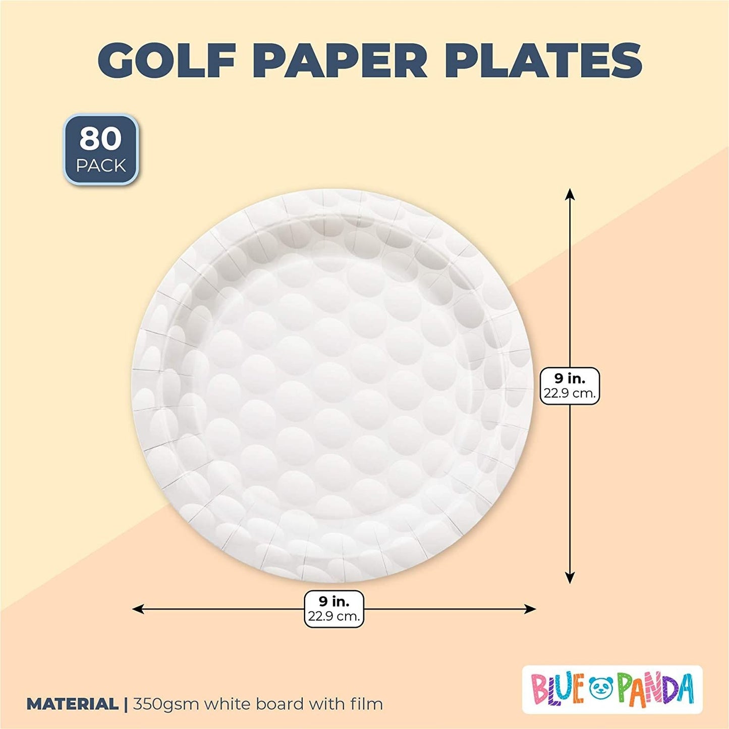 Golf Paper Plates for Sports Birthday Party (White, 9 Inches, 80 Pack)