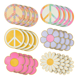 24 Pieces Retro Hippie Paper Cutouts for 60s Hippie Decorations for Party, Groovy Classroom Decor (7.9 In)