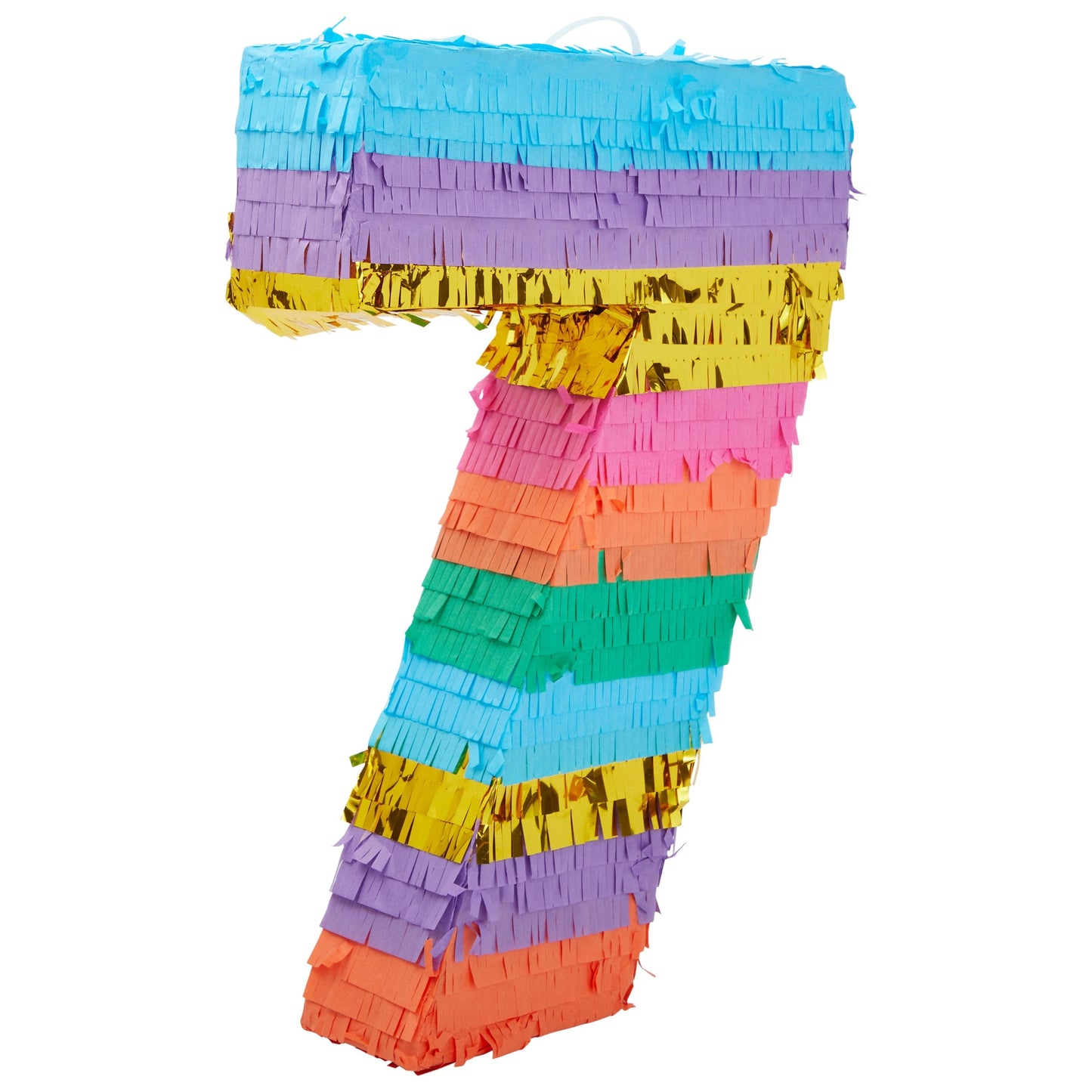 Rainbow Number 7 Pinata for 7th Birthday Party Decorations, Fiesta , Cinco de Mayo Celebration (Small, 12 x 16.75 x 3 Inches)