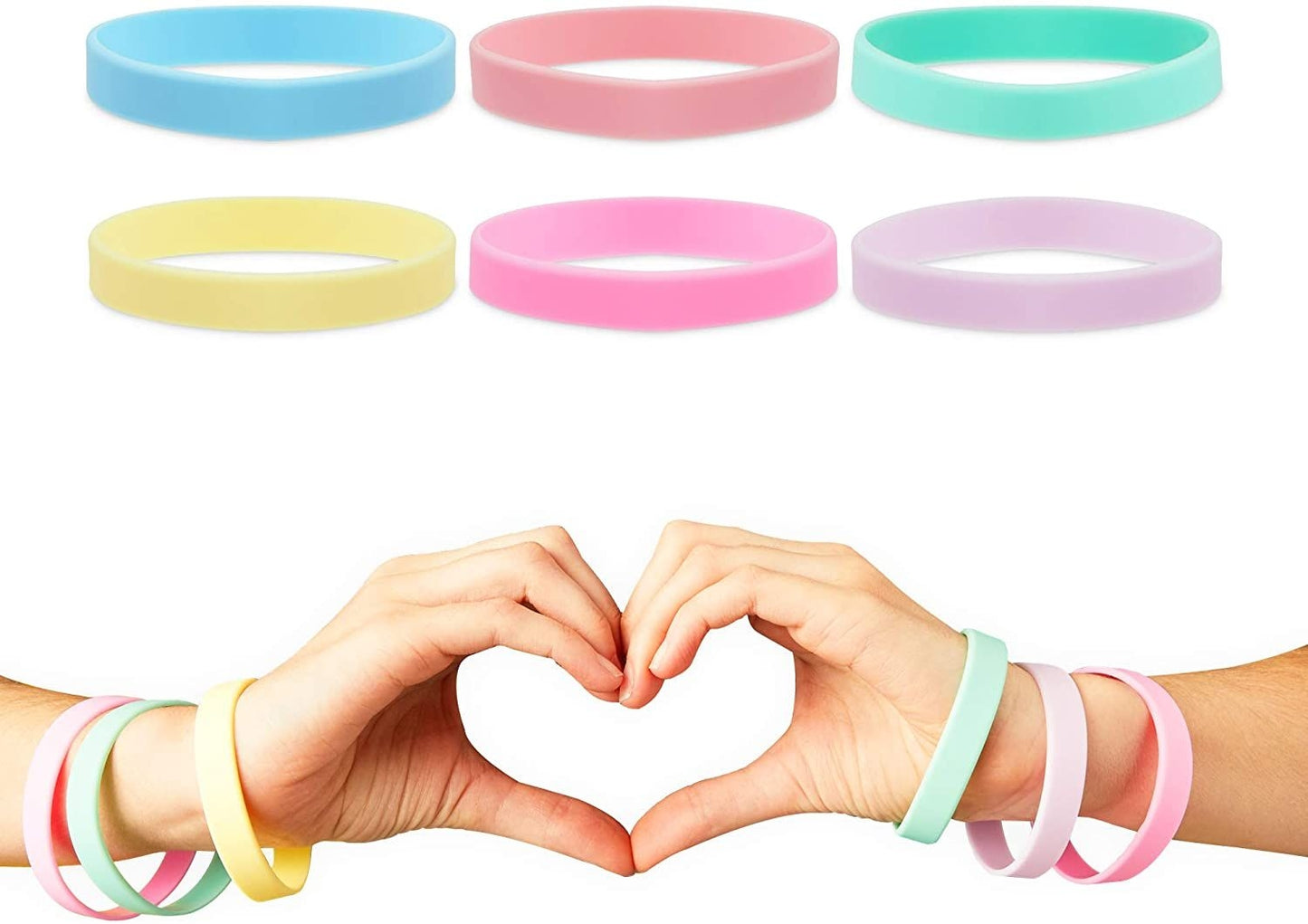 Blue Panda Pastel Silicone Bracelets, Kids Party Favors (0.45 x 2.5 in, 6 Colors, 48 Pack)