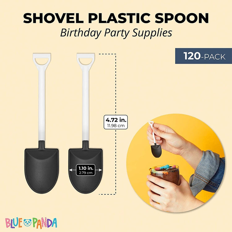 Plastic Shovel Spoons for Desserts, Birthday Party Supplies (120 Pack)