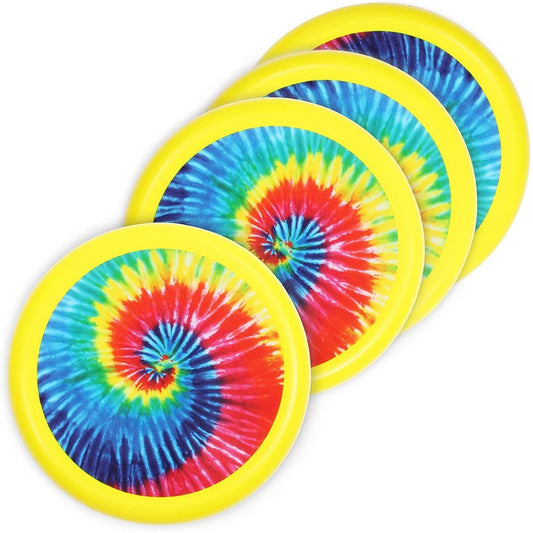 Tie-Dye Soft Flying Discs for Kids, Outdoor Family Games (8 In, Yellow, 4 Pack)